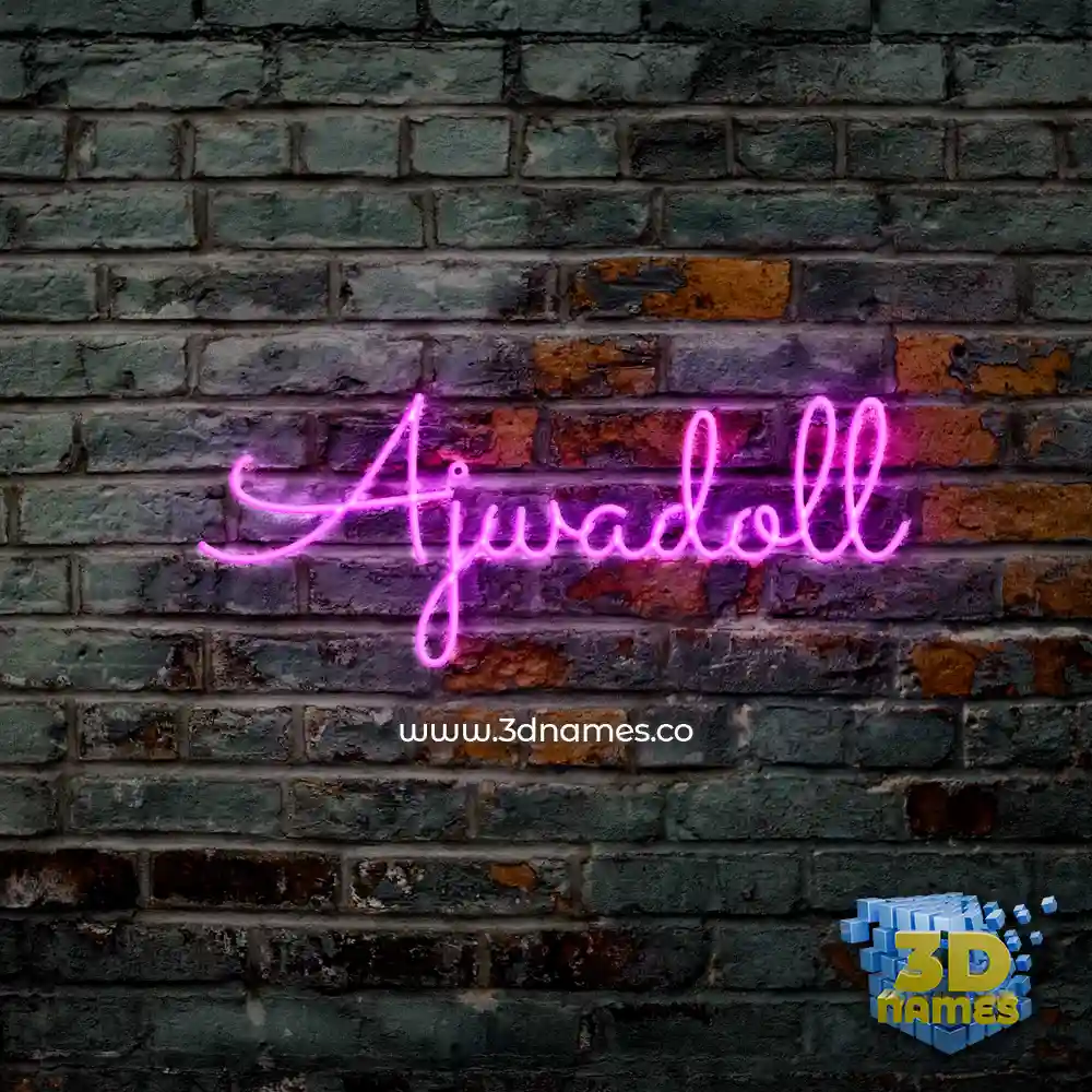 ajwadoll in Pink Neon style - 3D name wallpaper