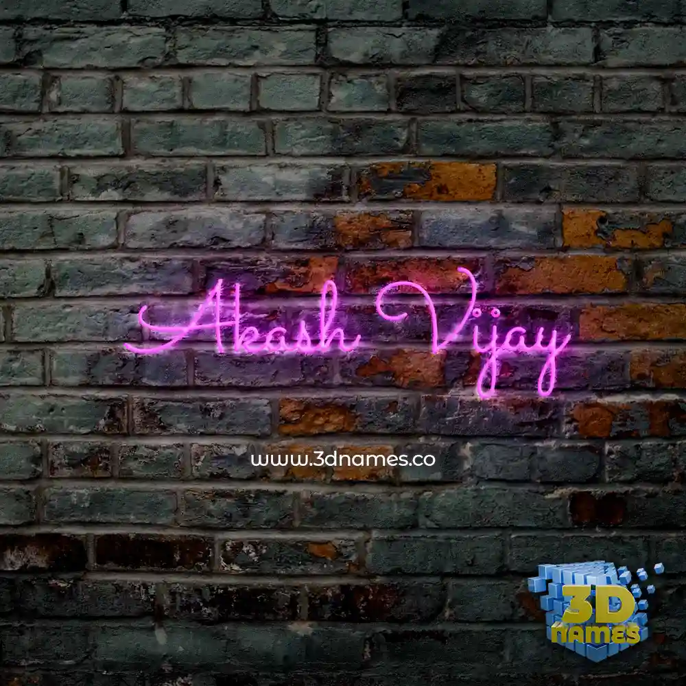 akash vijay in Pink Neon style - 3D name wallpaper