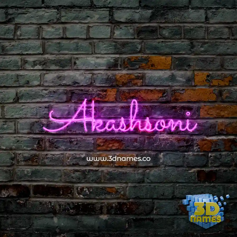 akashsoni in Pink Neon style - 3D name wallpaper