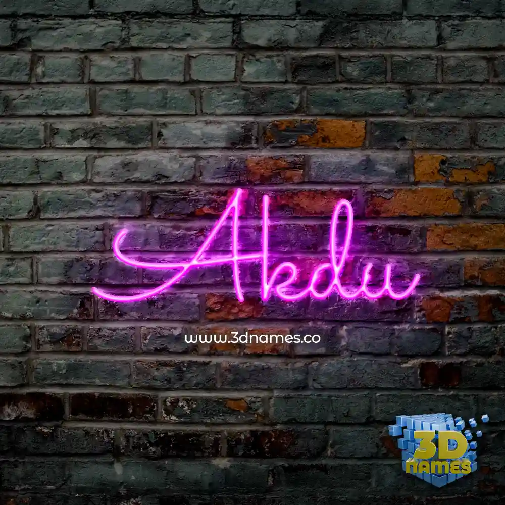 akdu in Pink Neon style - 3D name wallpaper