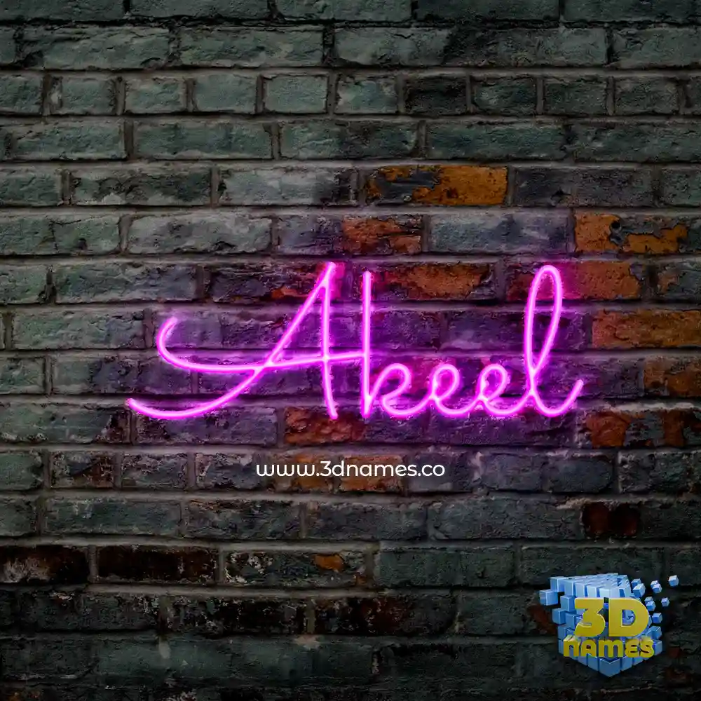 akeel in Pink Neon style - 3D name wallpaper