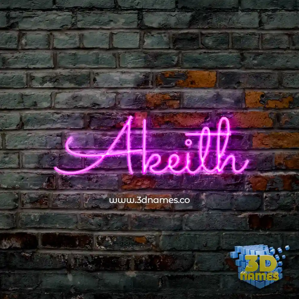 akeith in Pink Neon style - 3D name wallpaper