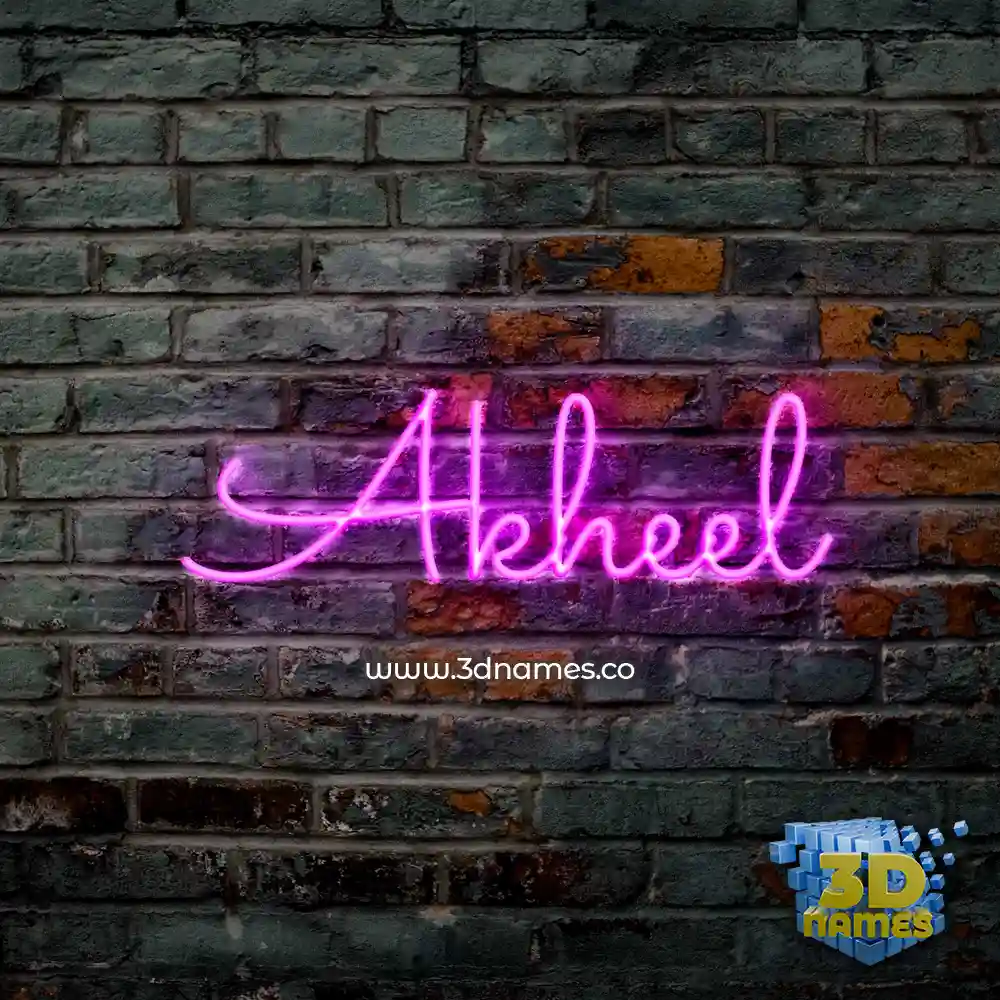 akheel in Pink Neon style - 3D name wallpaper