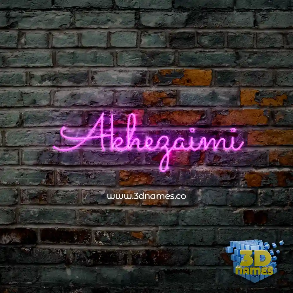 akhezaimi in Pink Neon style - 3D name wallpaper