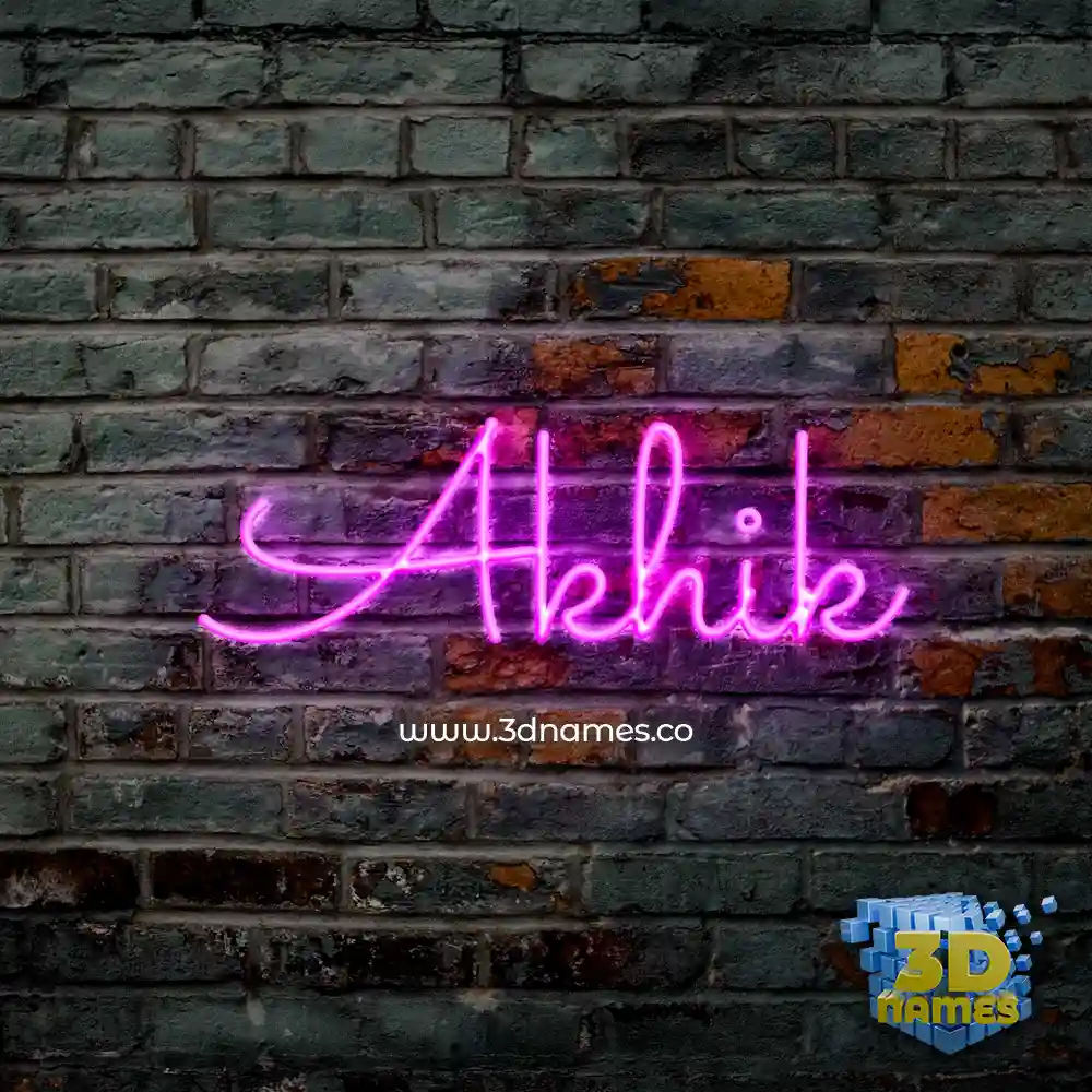 akhik in Pink Neon style - 3D name wallpaper
