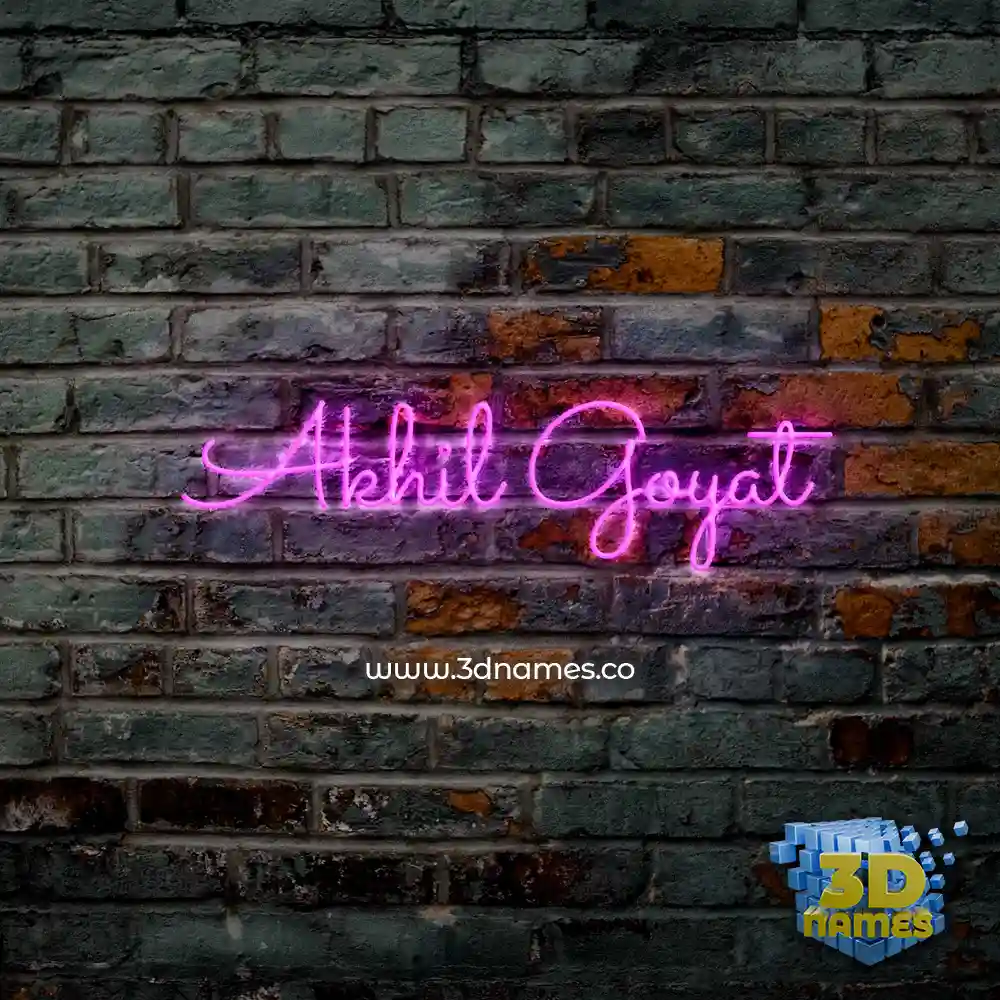 akhil goyat in Pink Neon style - 3D name wallpaper