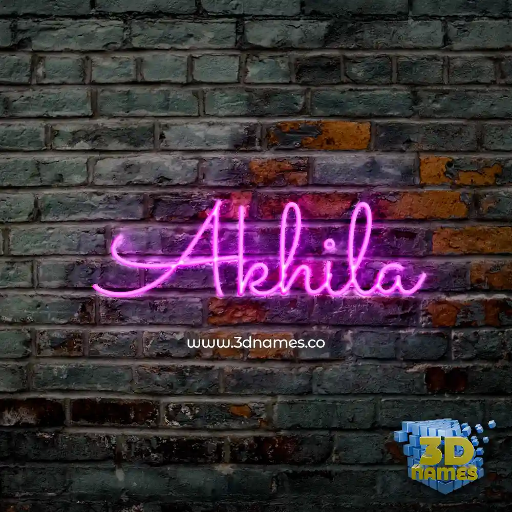 akhila in Pink Neon style - 3D name wallpaper