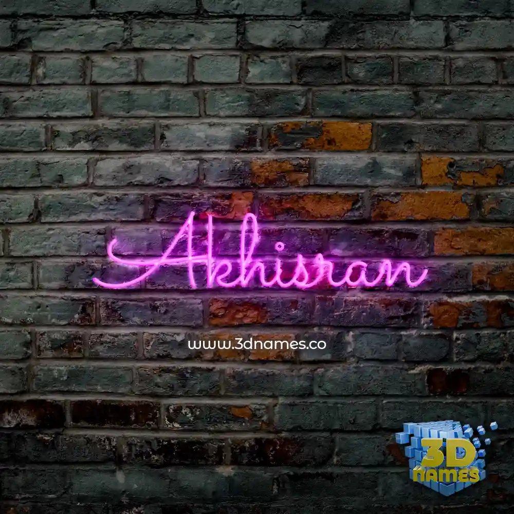 akhisran in Pink Neon style - 3D name wallpaper