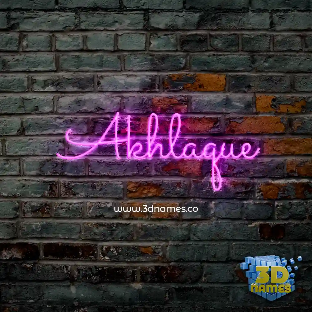 akhlaque in Pink Neon style - 3D name wallpaper