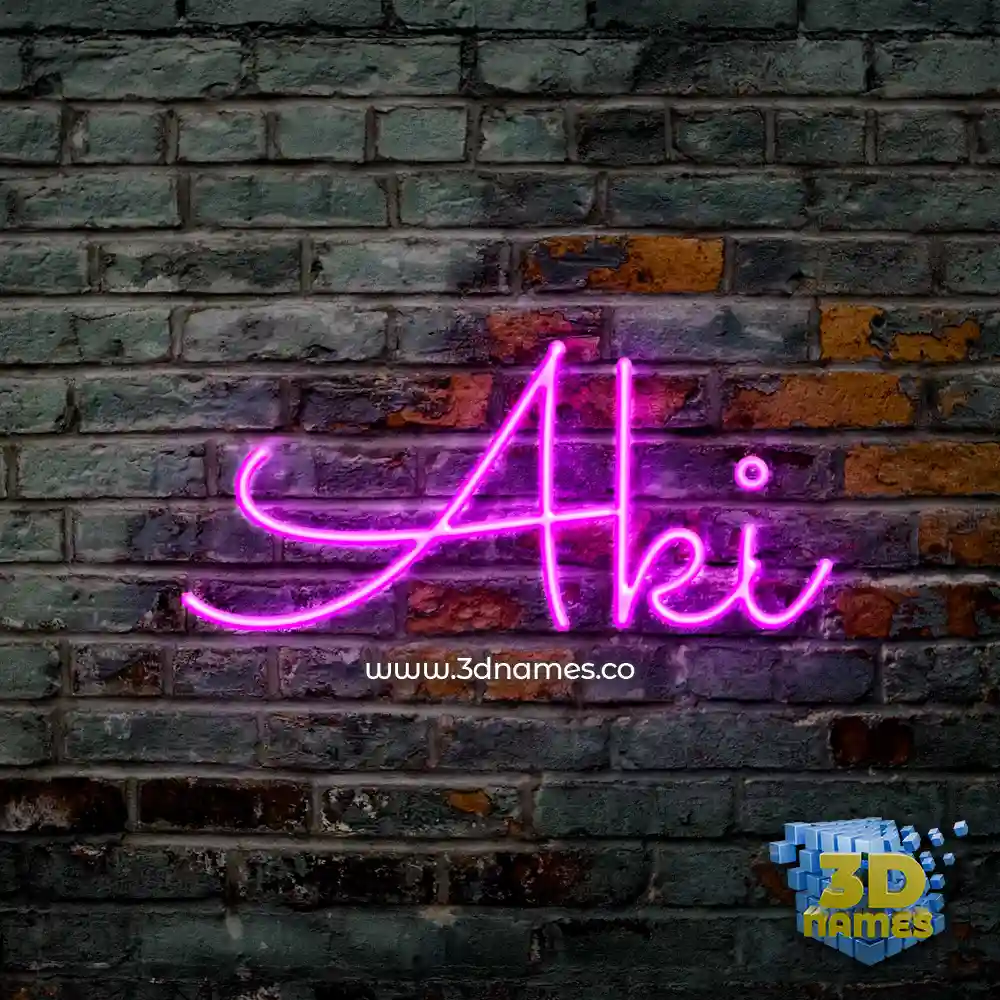 aki in Pink Neon style - 3D name wallpaper