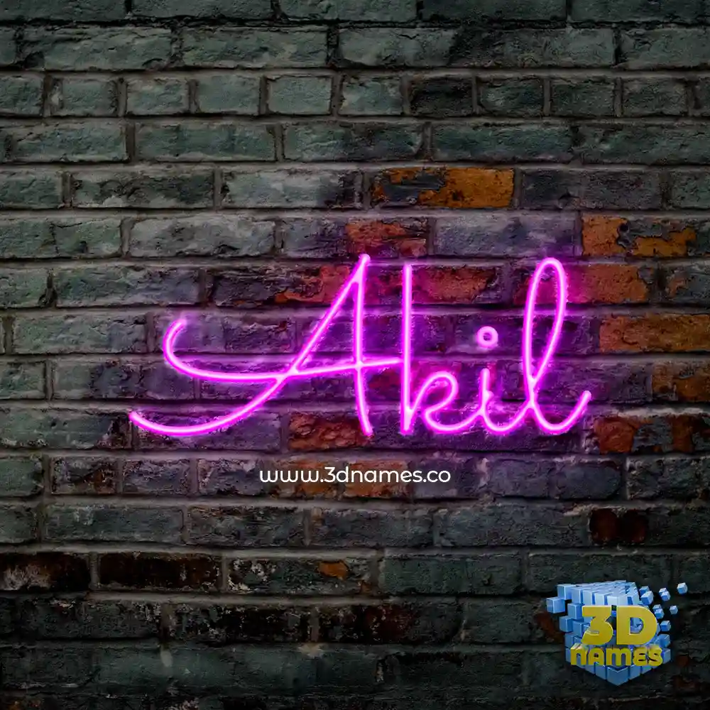 akil in Pink Neon style - 3D name wallpaper