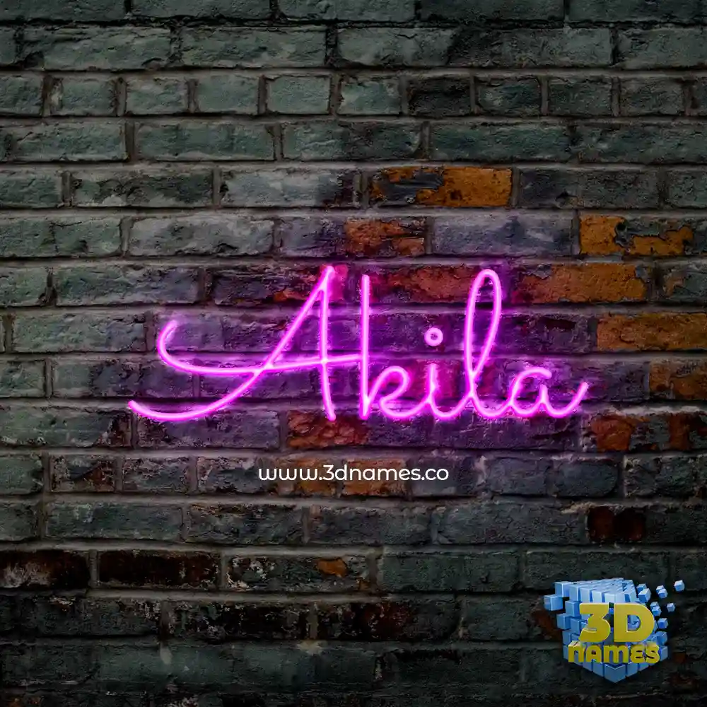 akila in Pink Neon style - 3D name wallpaper
