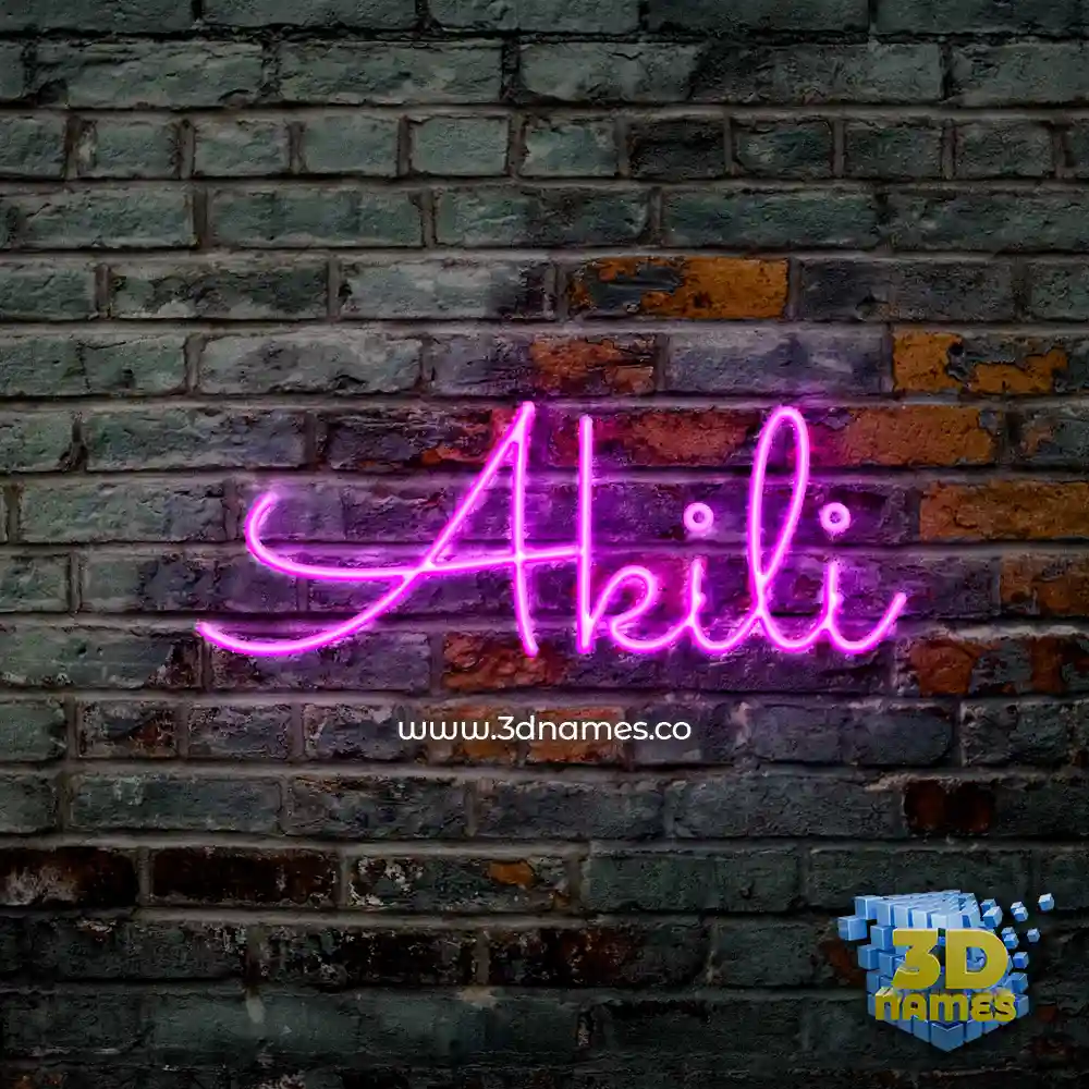 akili in Pink Neon style - 3D name wallpaper