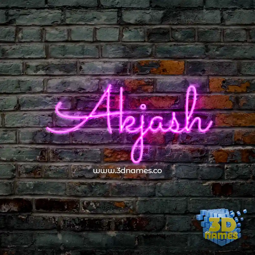 akjash in Pink Neon style - 3D name wallpaper