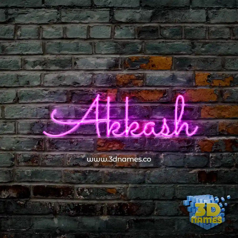 akkash in Pink Neon style - 3D name wallpaper