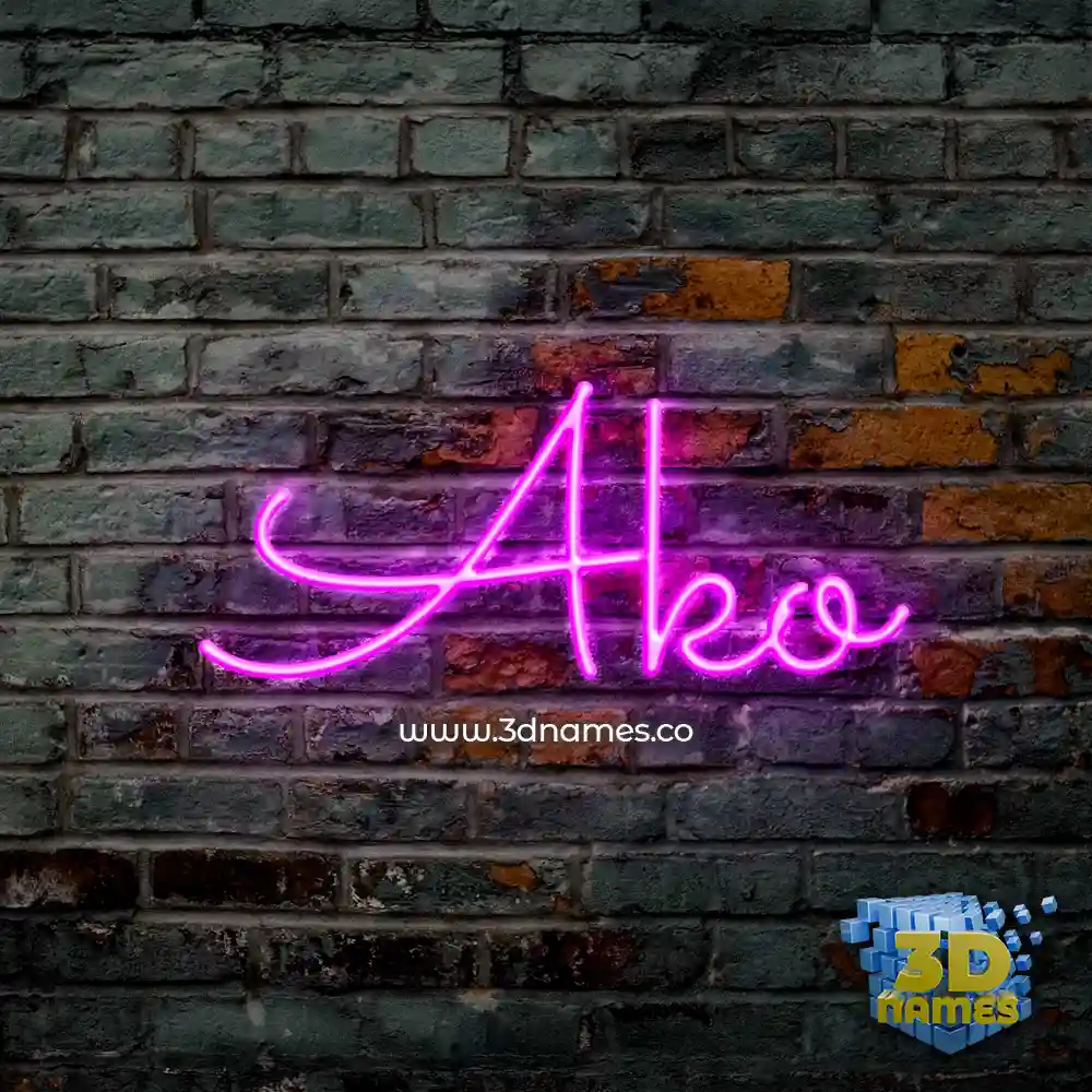 ako in Pink Neon style - 3D name wallpaper