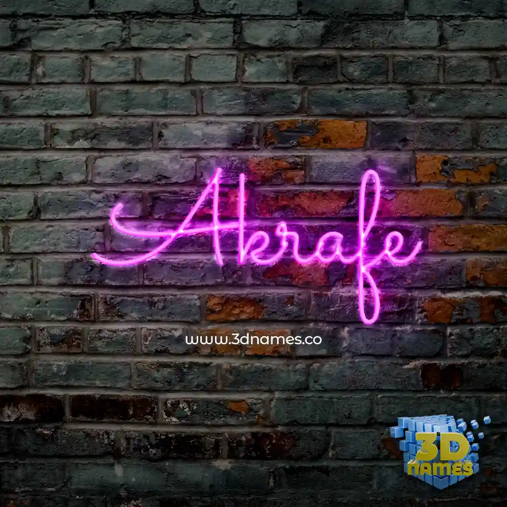 akrafe in Pink Neon style - 3D name wallpaper