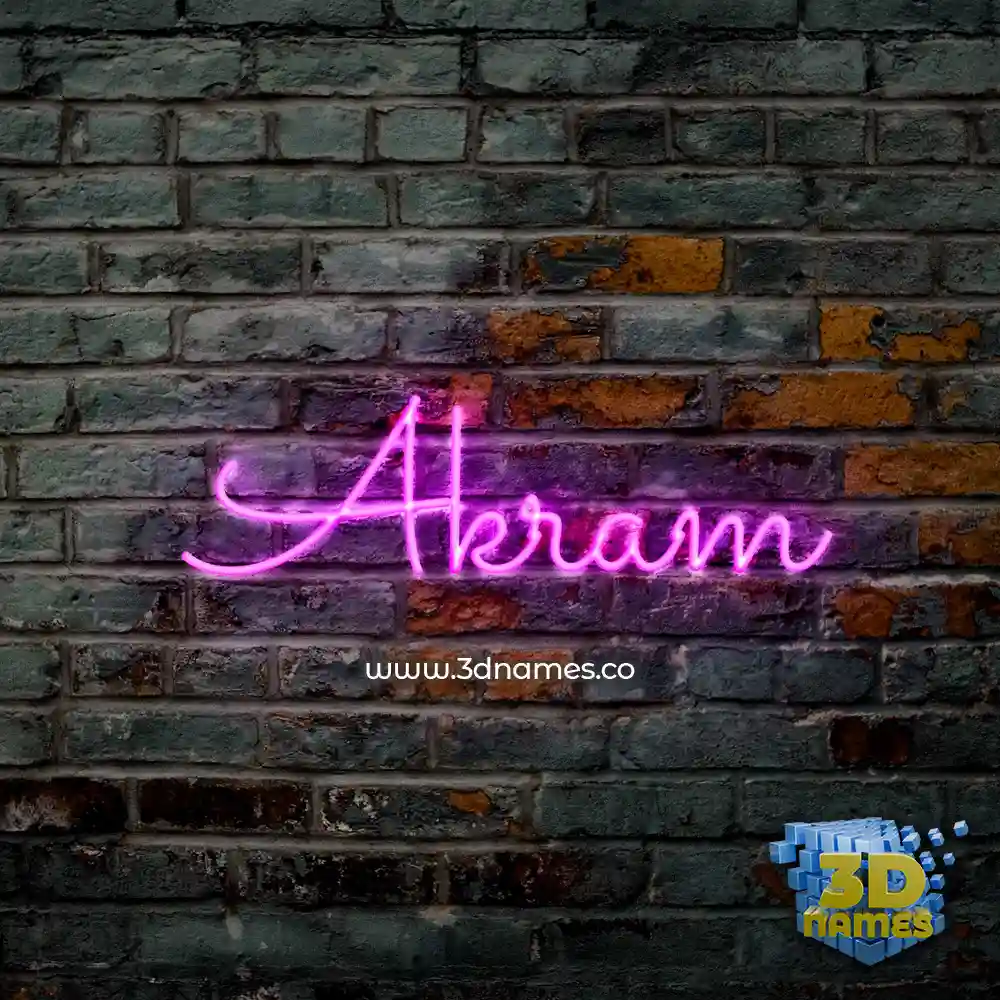 akram in Pink Neon style - 3D name wallpaper
