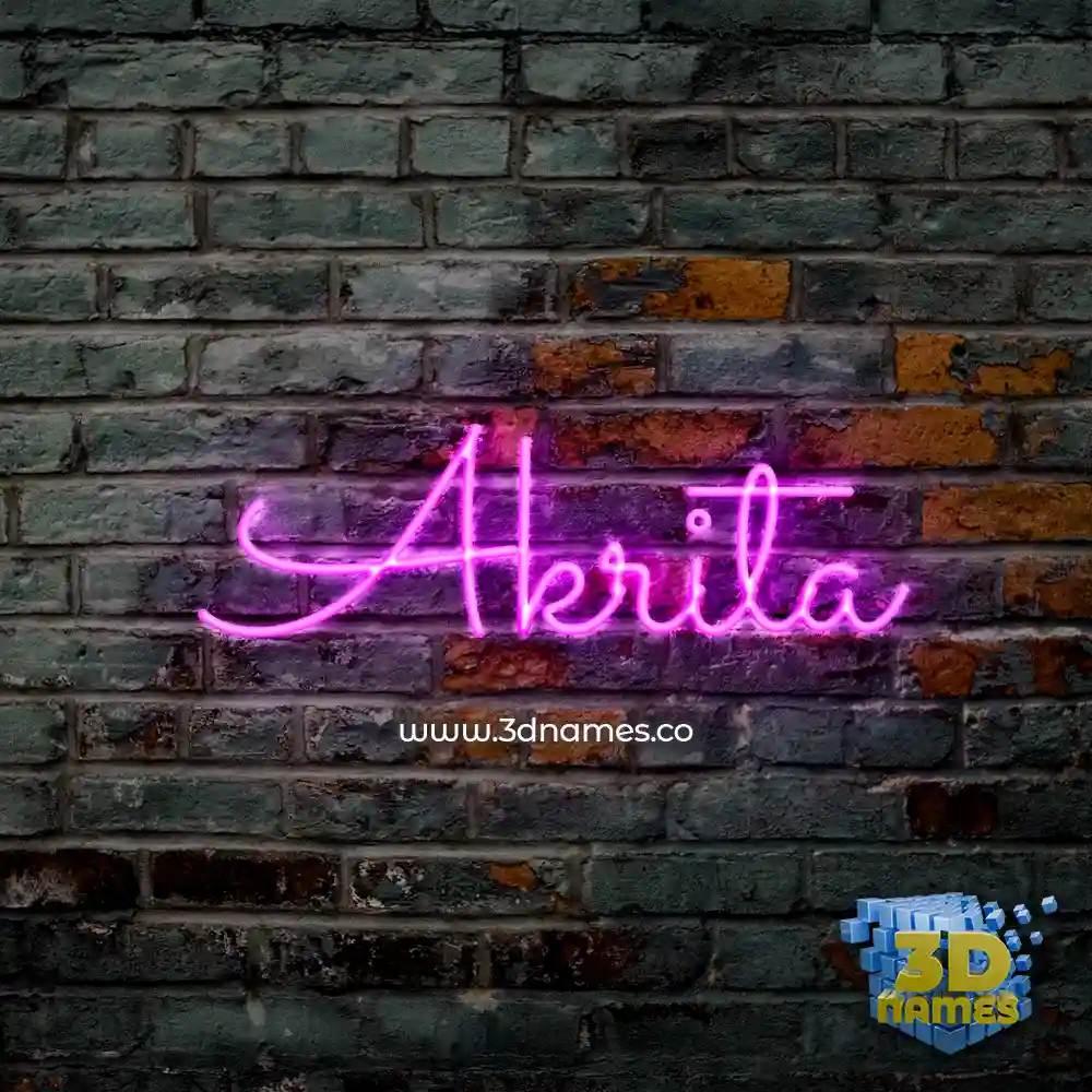 akrita in Pink Neon style - 3D name wallpaper