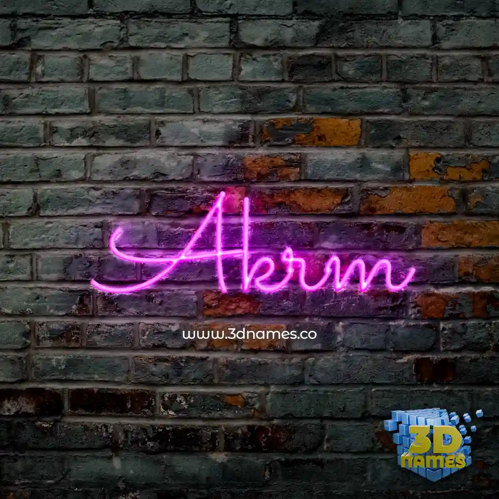 akrm in Pink Neon style - 3D name wallpaper