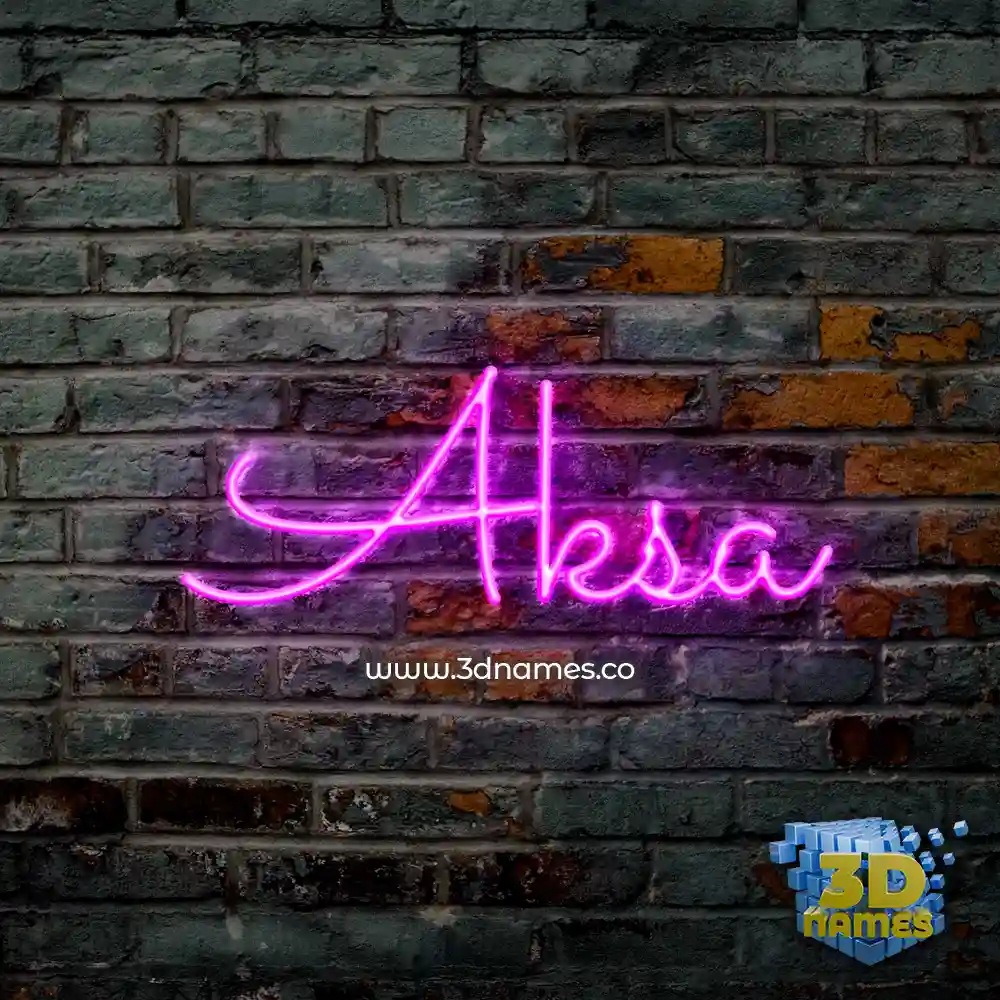 aksa in Pink Neon style - 3D name wallpaper