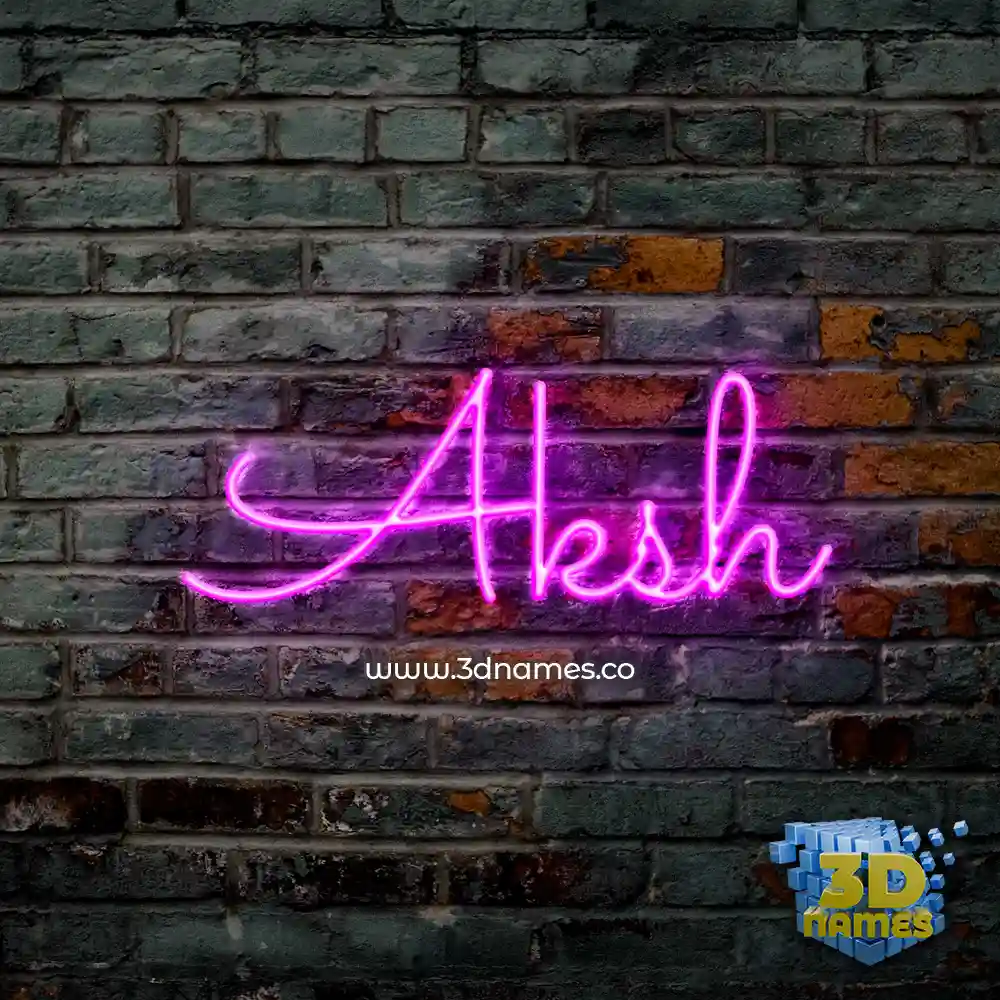 aksh in Pink Neon style - 3D name wallpaper