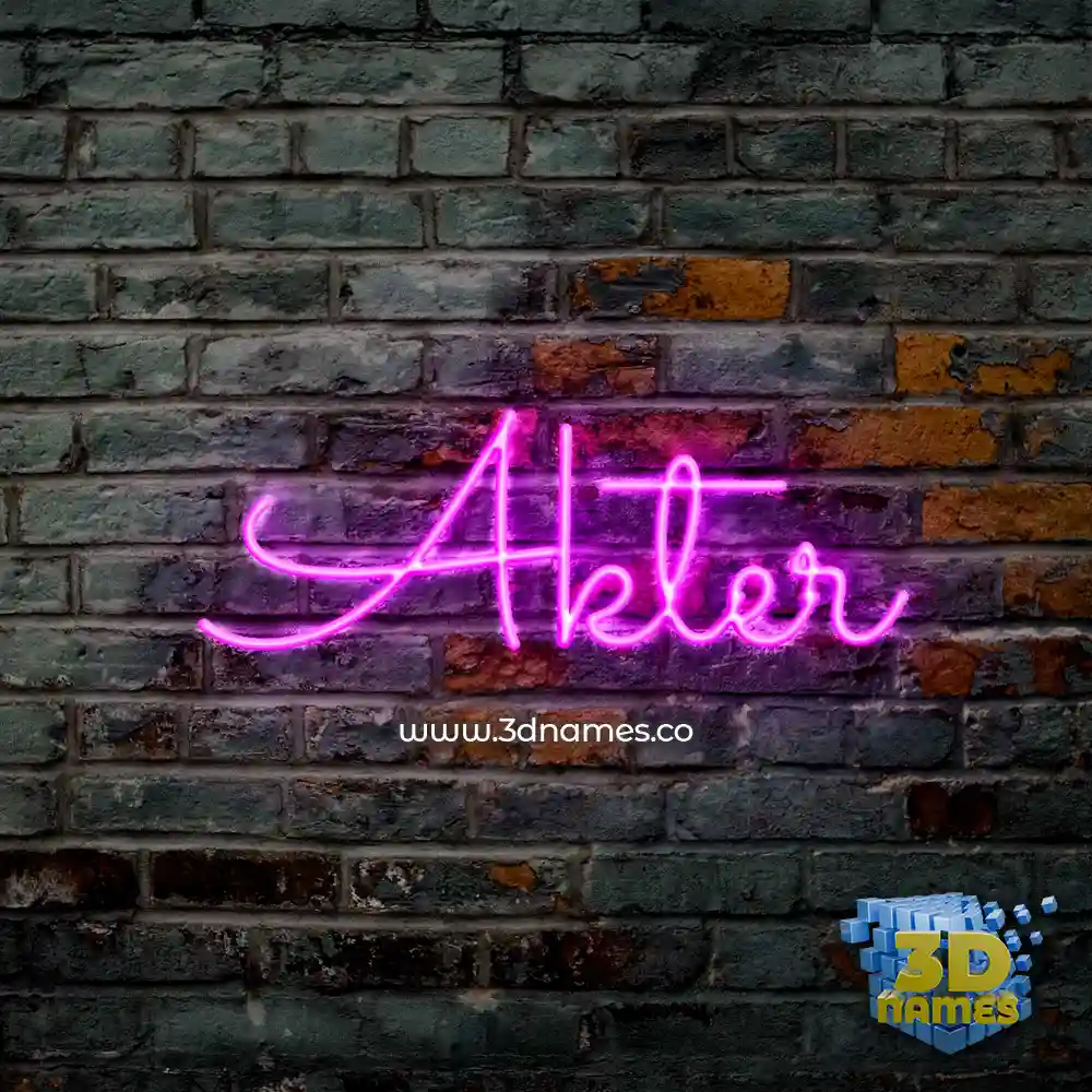 akter in Pink Neon style - 3D name wallpaper