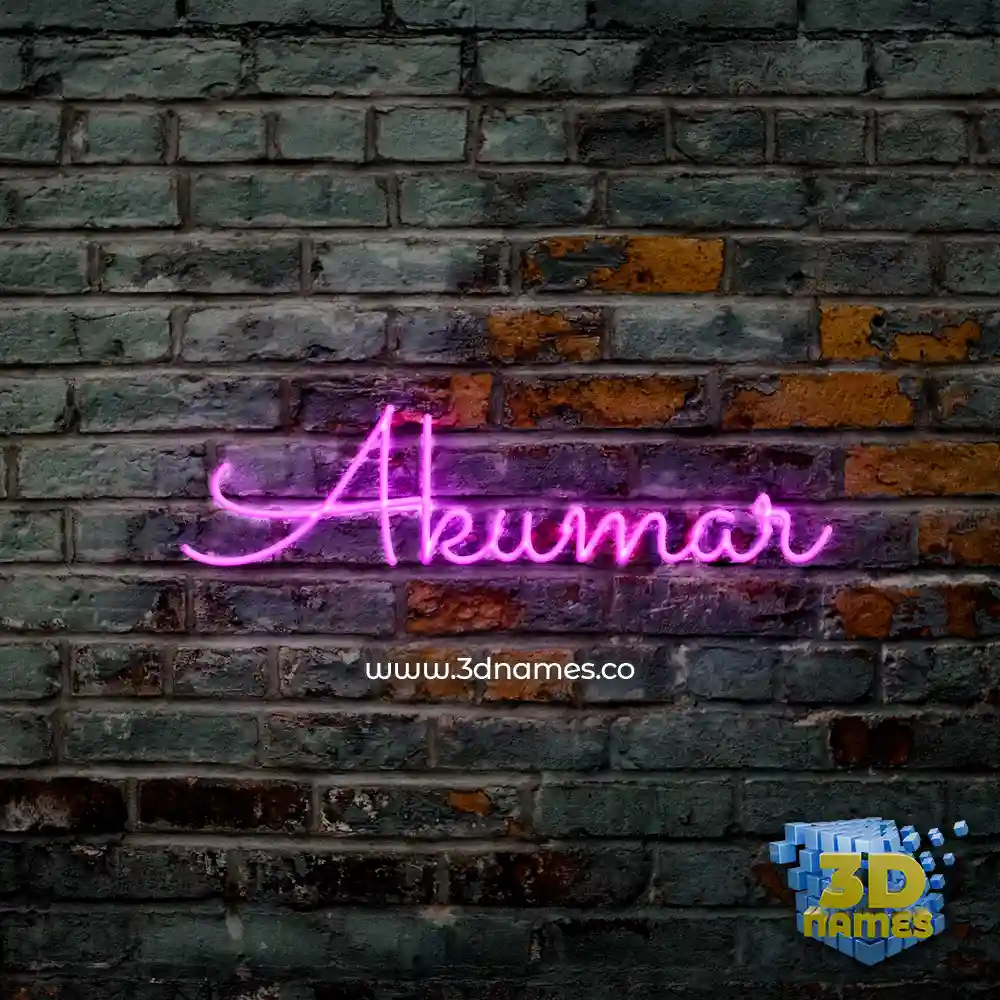 akumar in Pink Neon style - 3D name wallpaper