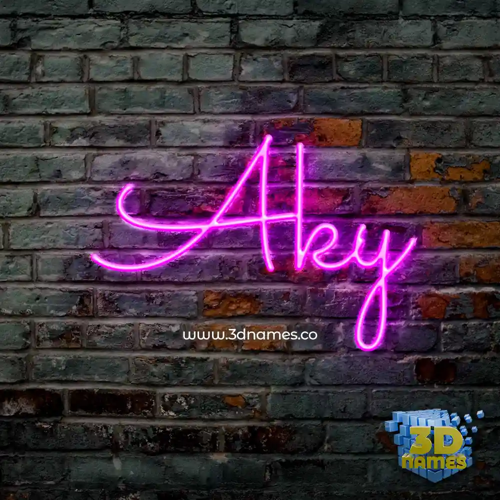 aky in Pink Neon style - 3D name wallpaper