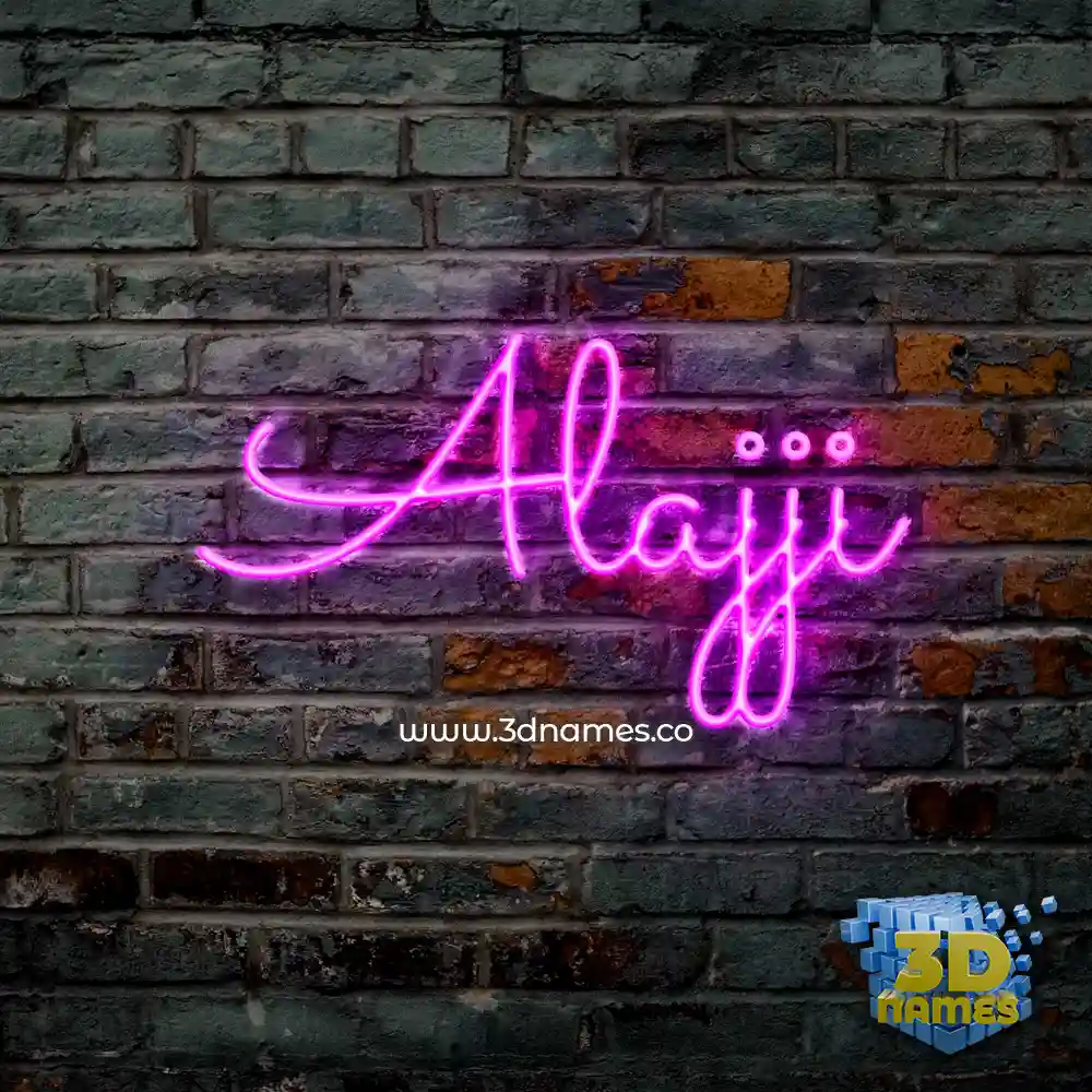 alajji in Pink Neon style - 3D name wallpaper
