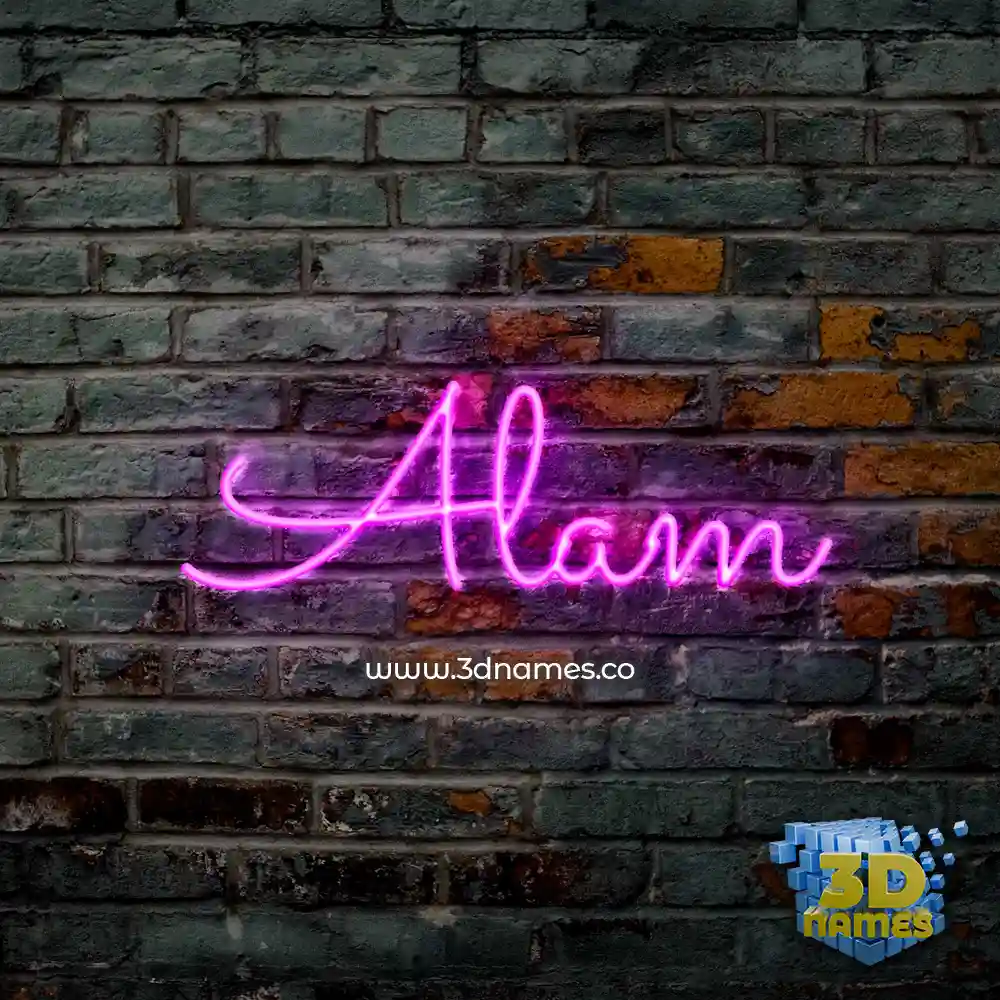 alam in Pink Neon style - 3D name wallpaper