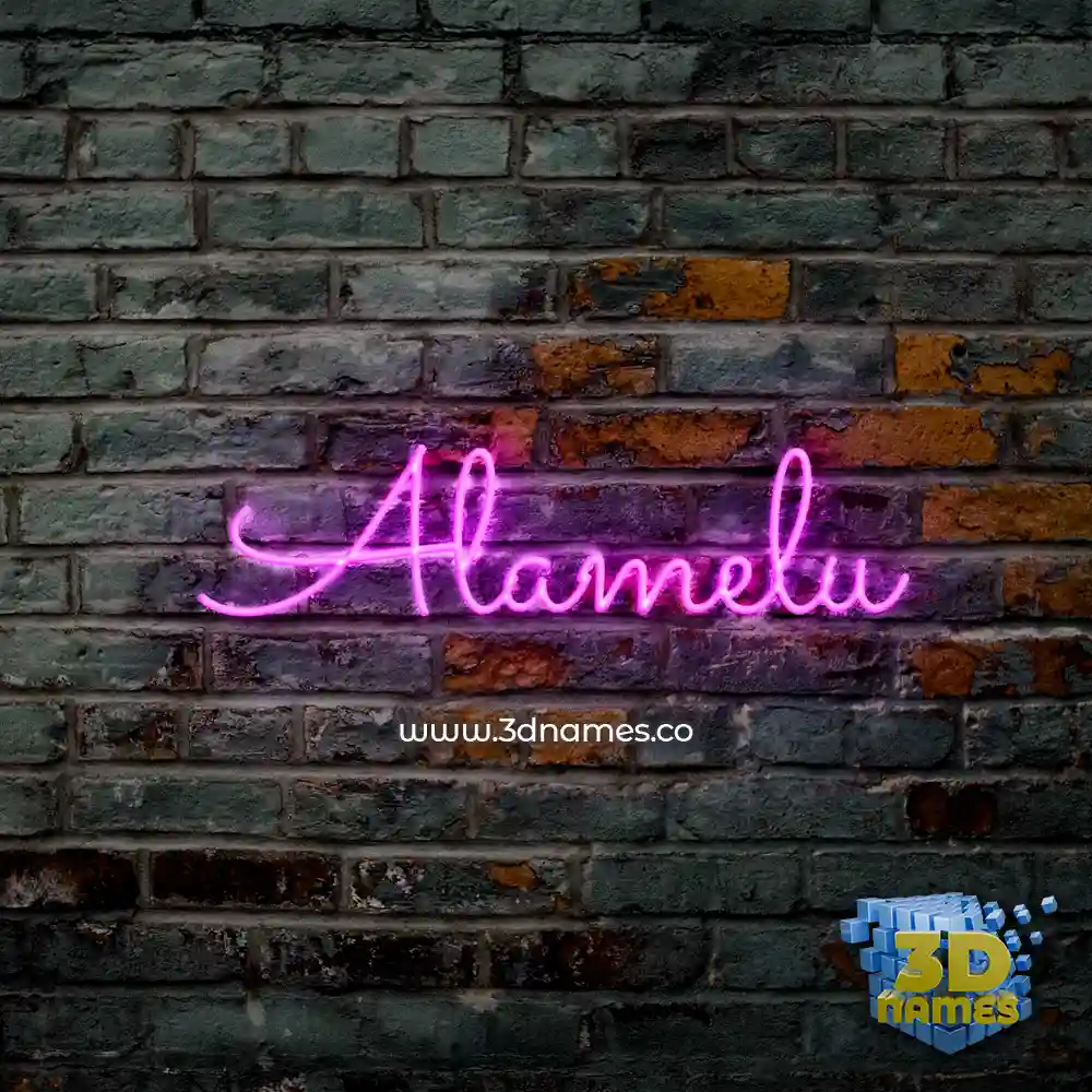 alamelu in Pink Neon style - 3D name wallpaper