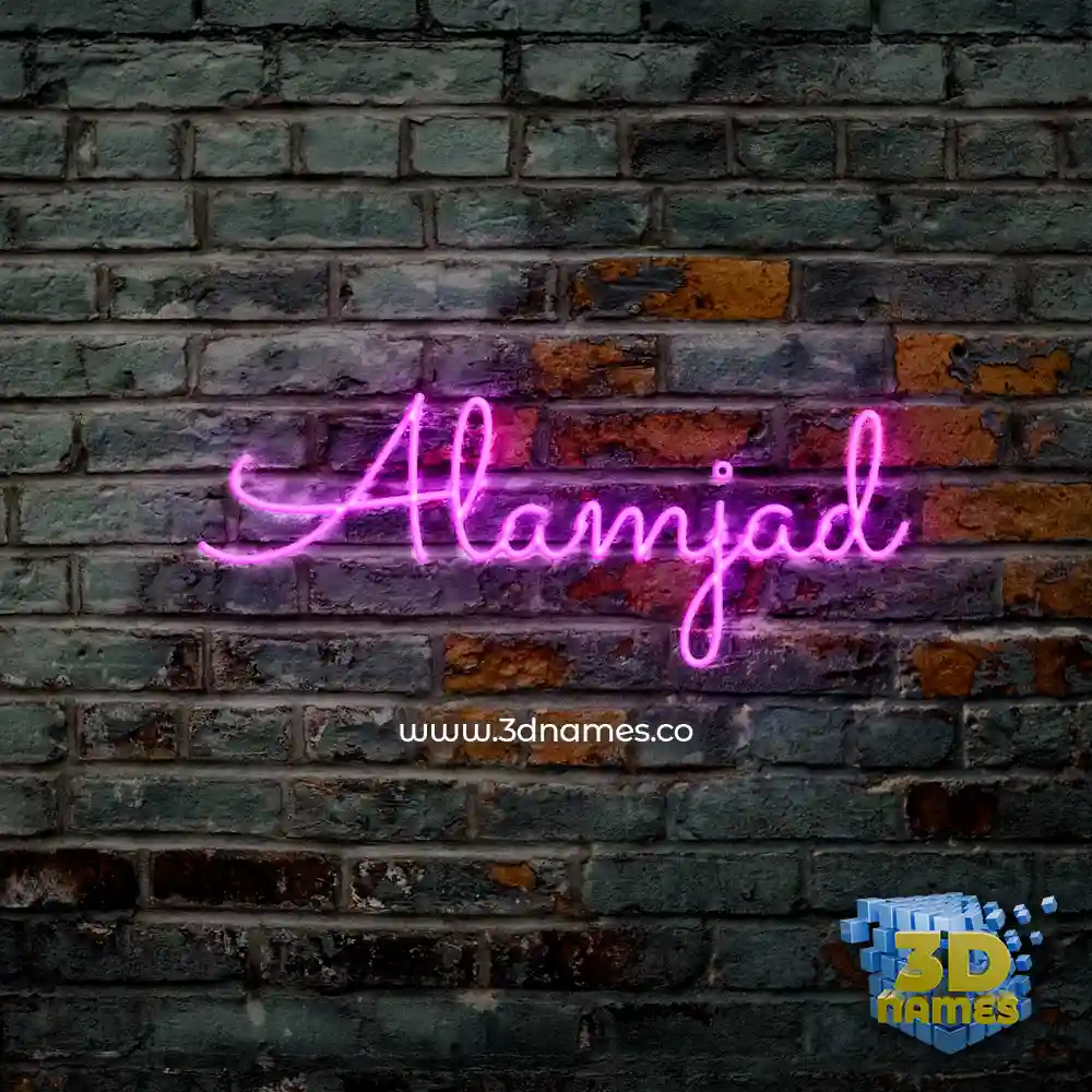 alamjad in Pink Neon style - 3D name wallpaper