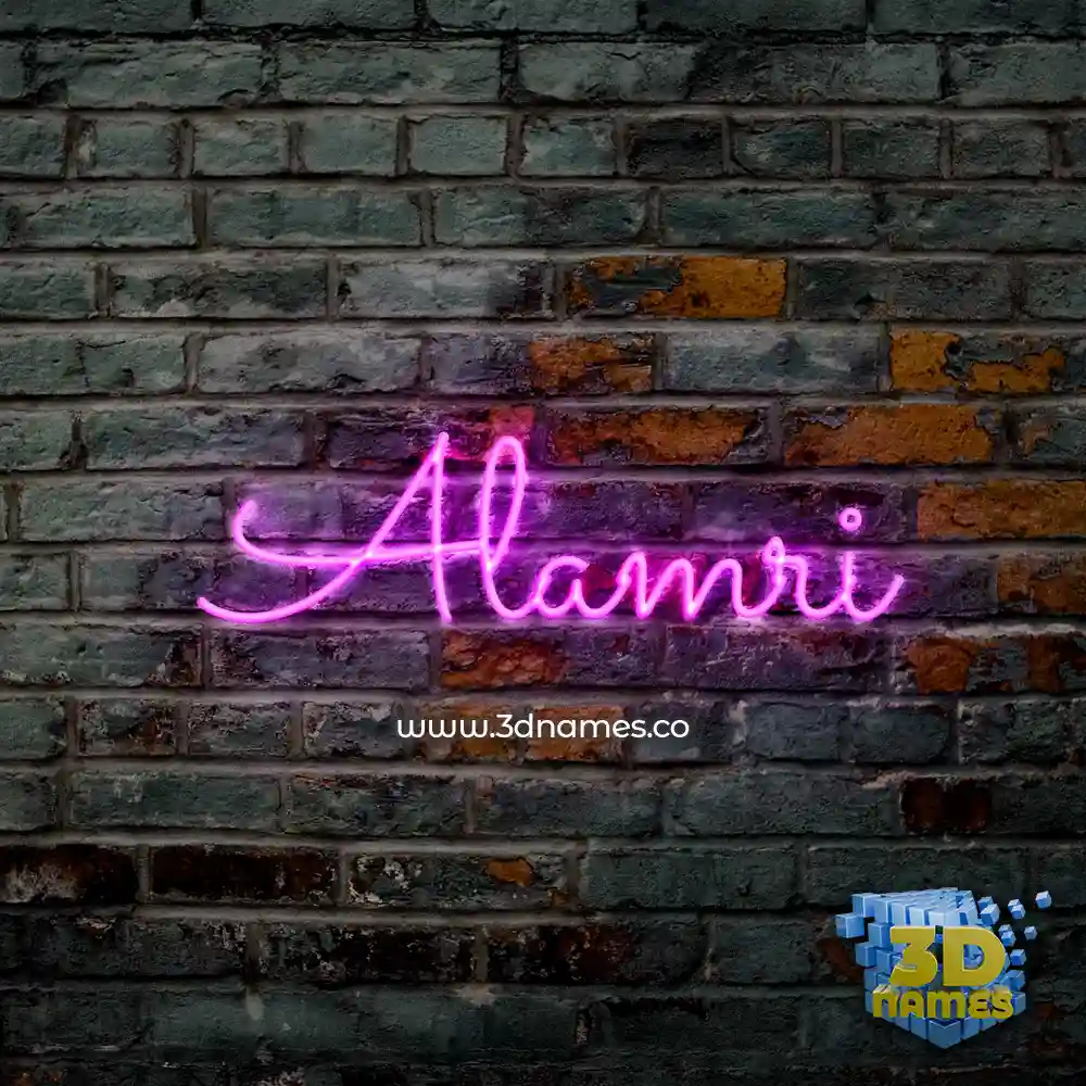 alamri in Pink Neon style - 3D name wallpaper