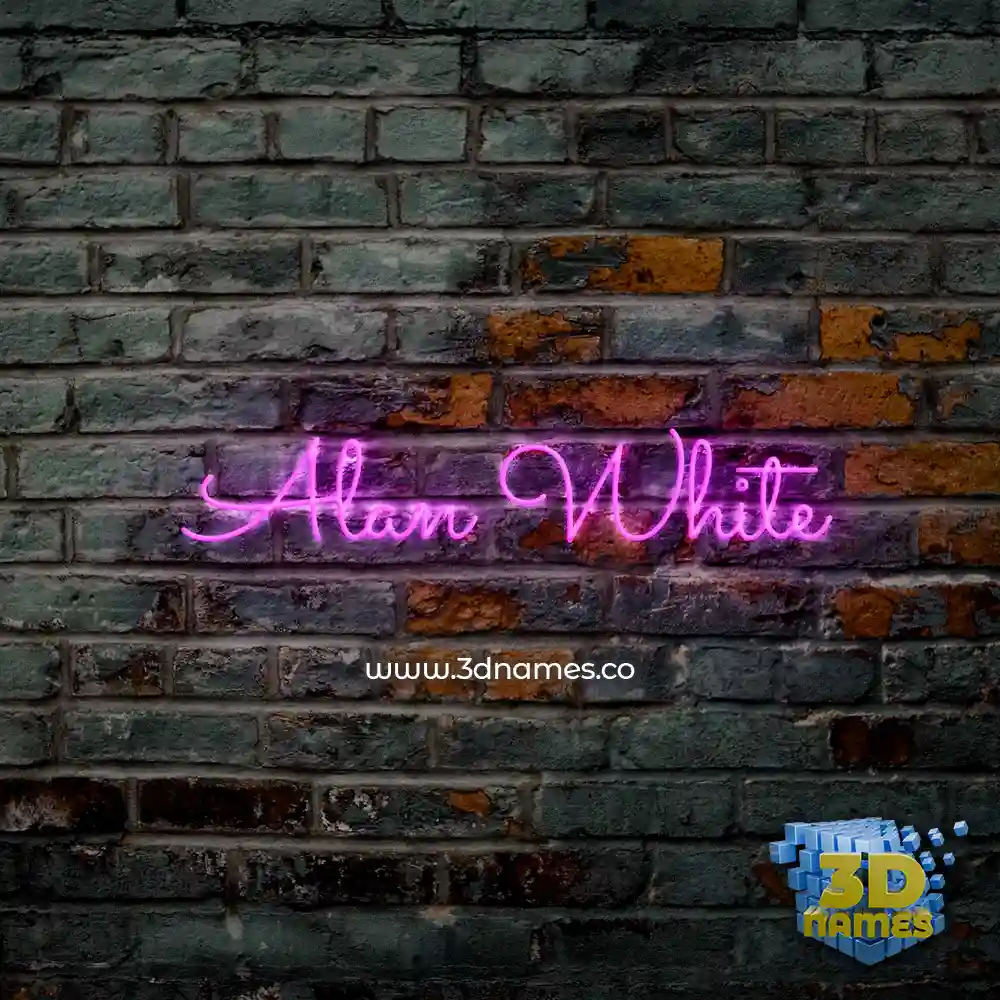 alan white in Pink Neon style - 3D name wallpaper