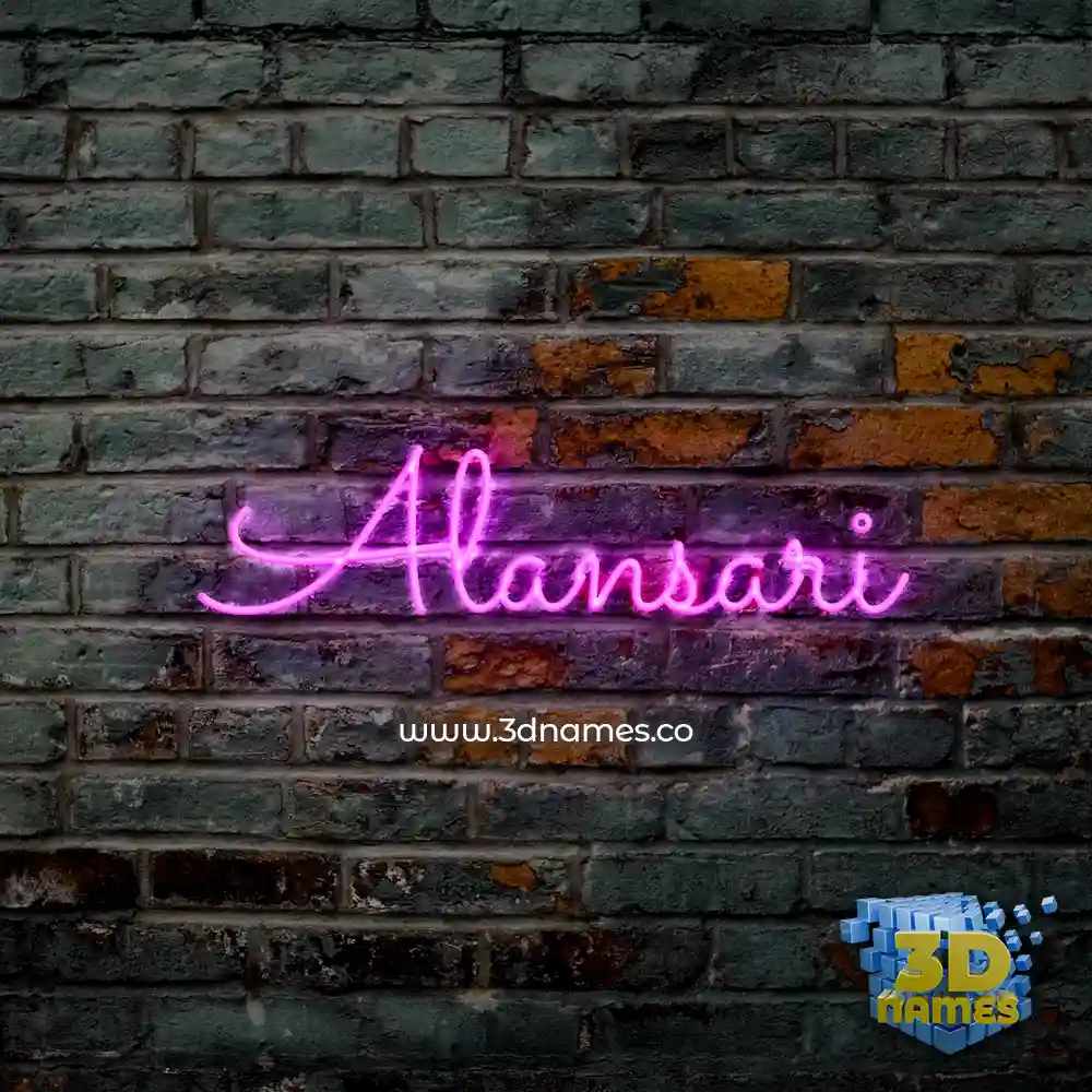 alansari in Pink Neon style - 3D name wallpaper