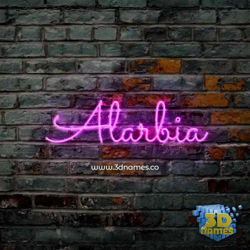 alarbia in Pink Neon style - 3D name wallpaper