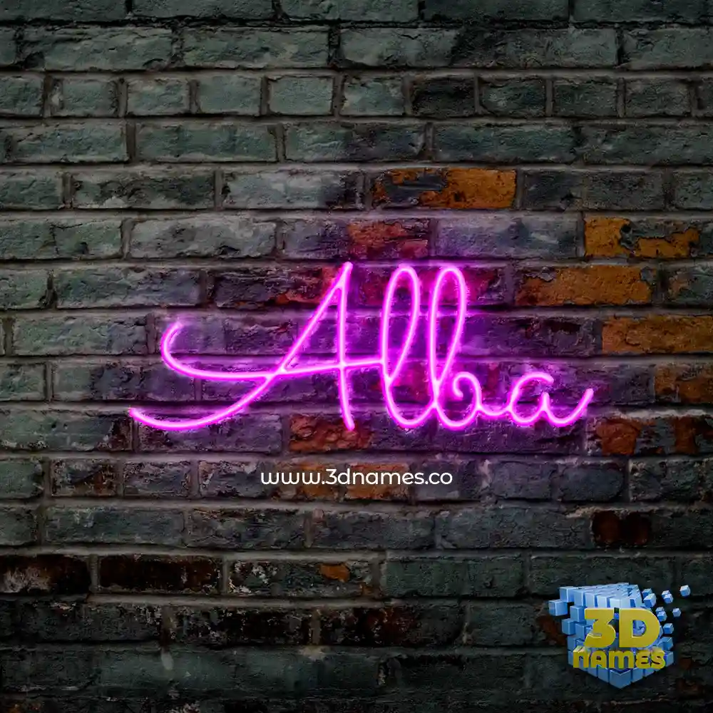 alba in Pink Neon style - 3D name wallpaper