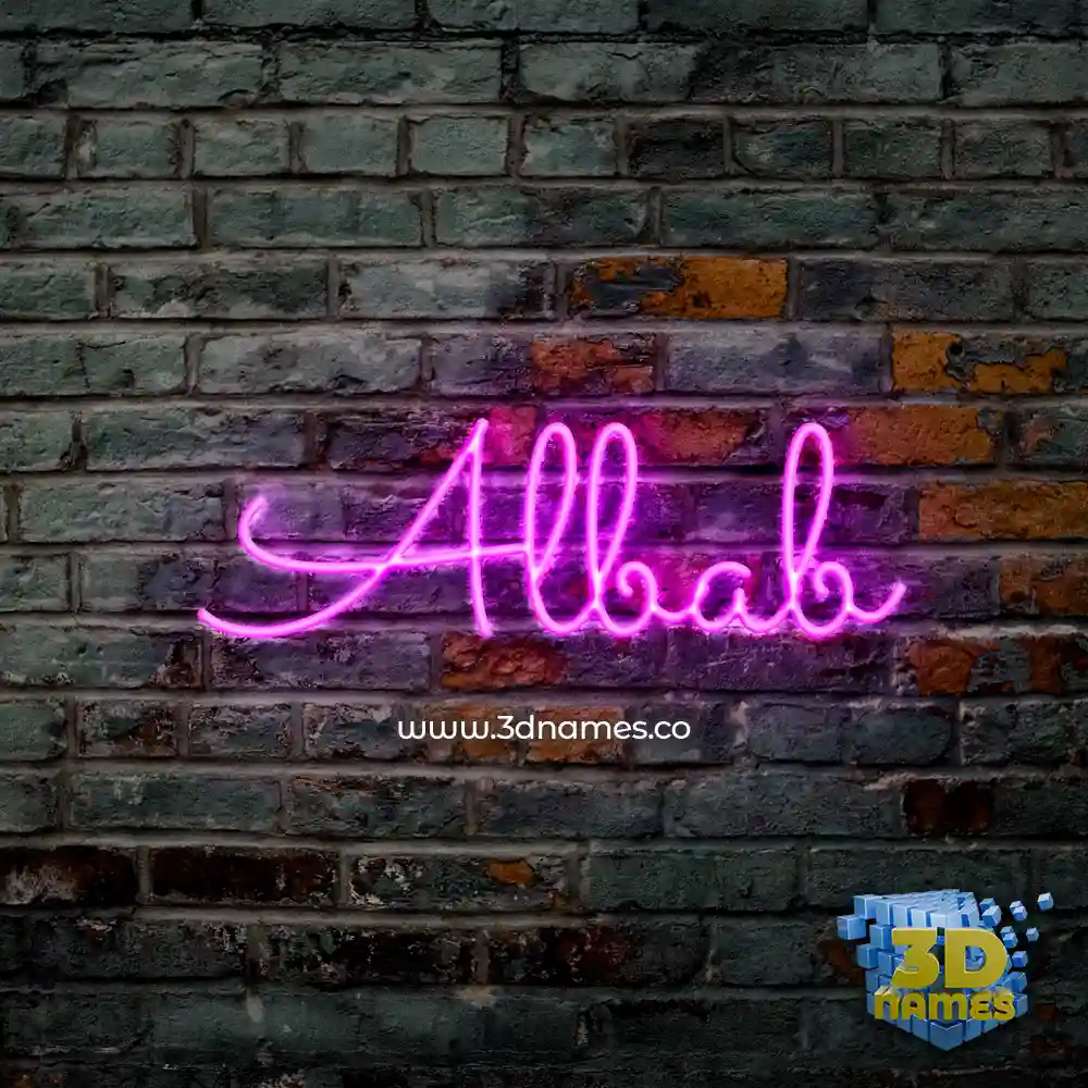 albab in Pink Neon style - 3D name wallpaper
