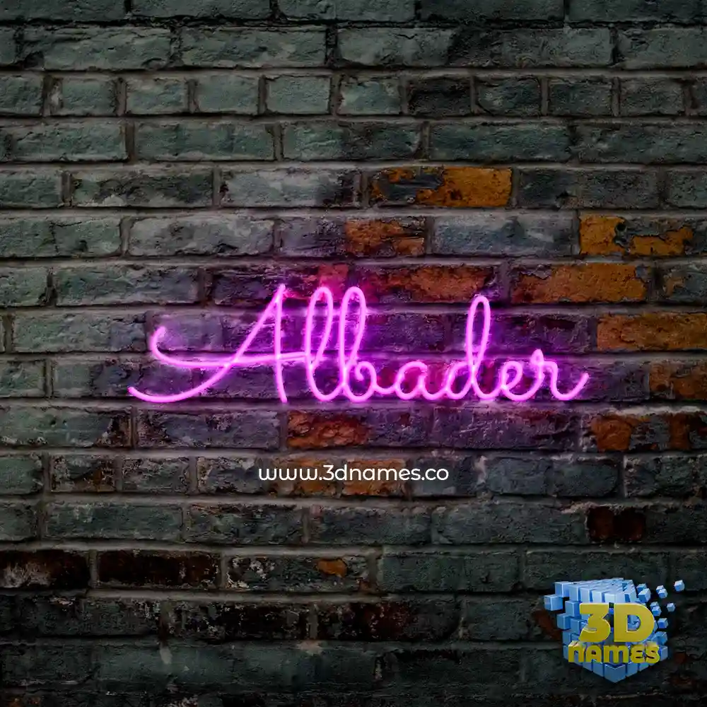albader in Pink Neon style - 3D name wallpaper