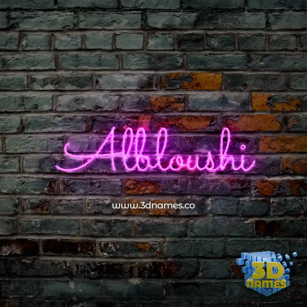 albloushi in Pink Neon style - 3D name wallpaper
