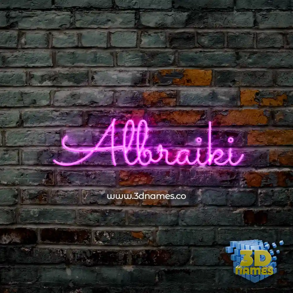 albraiki in Pink Neon style - 3D name wallpaper