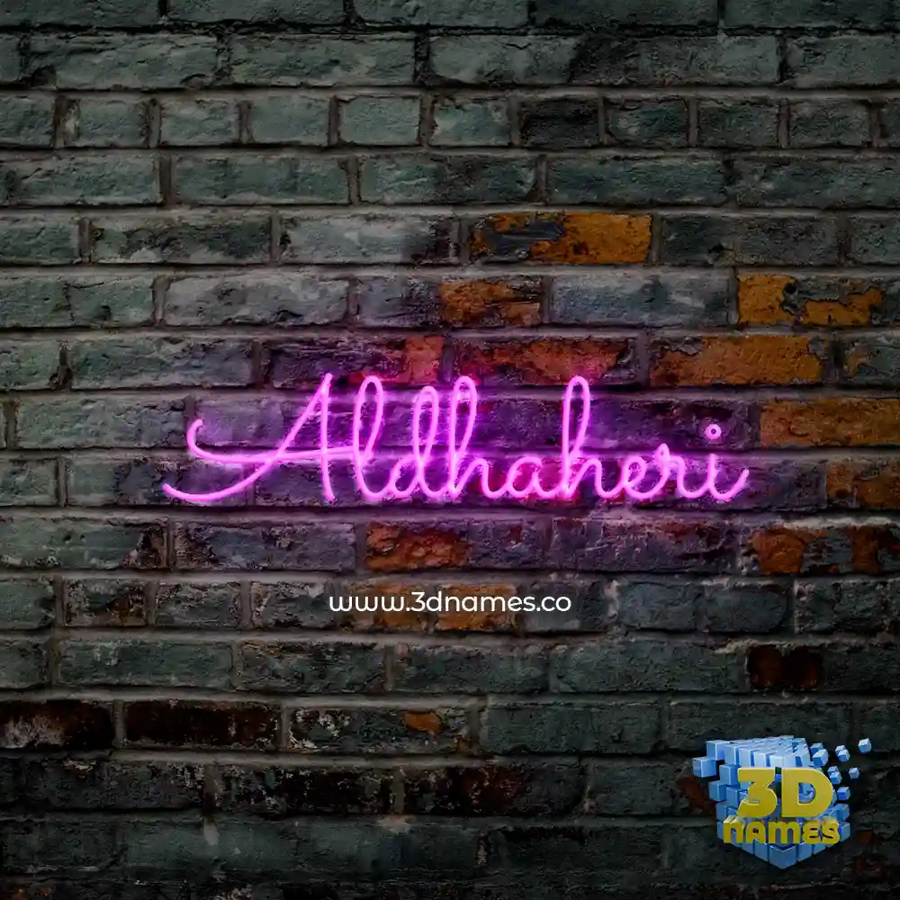 aldhaheri in Pink Neon style - 3D name wallpaper