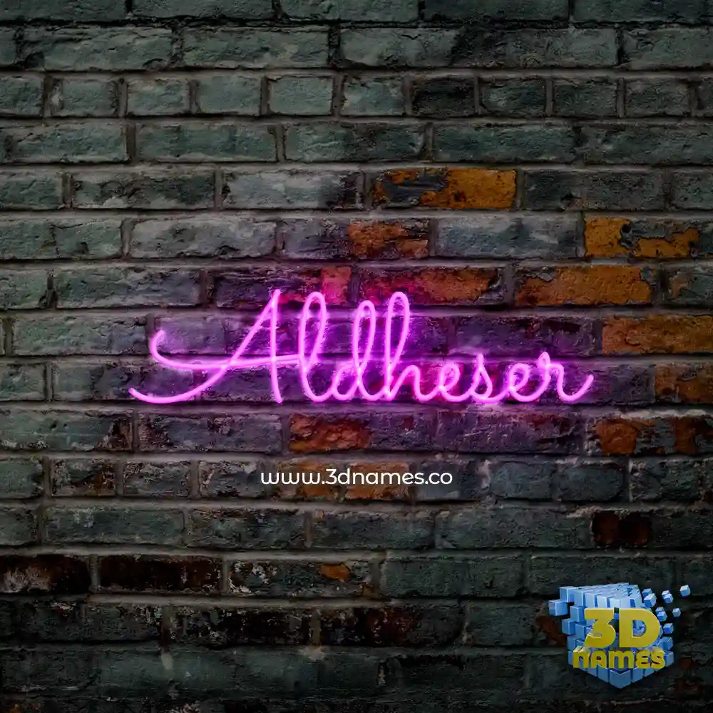 aldheser in Pink Neon style - 3D name wallpaper