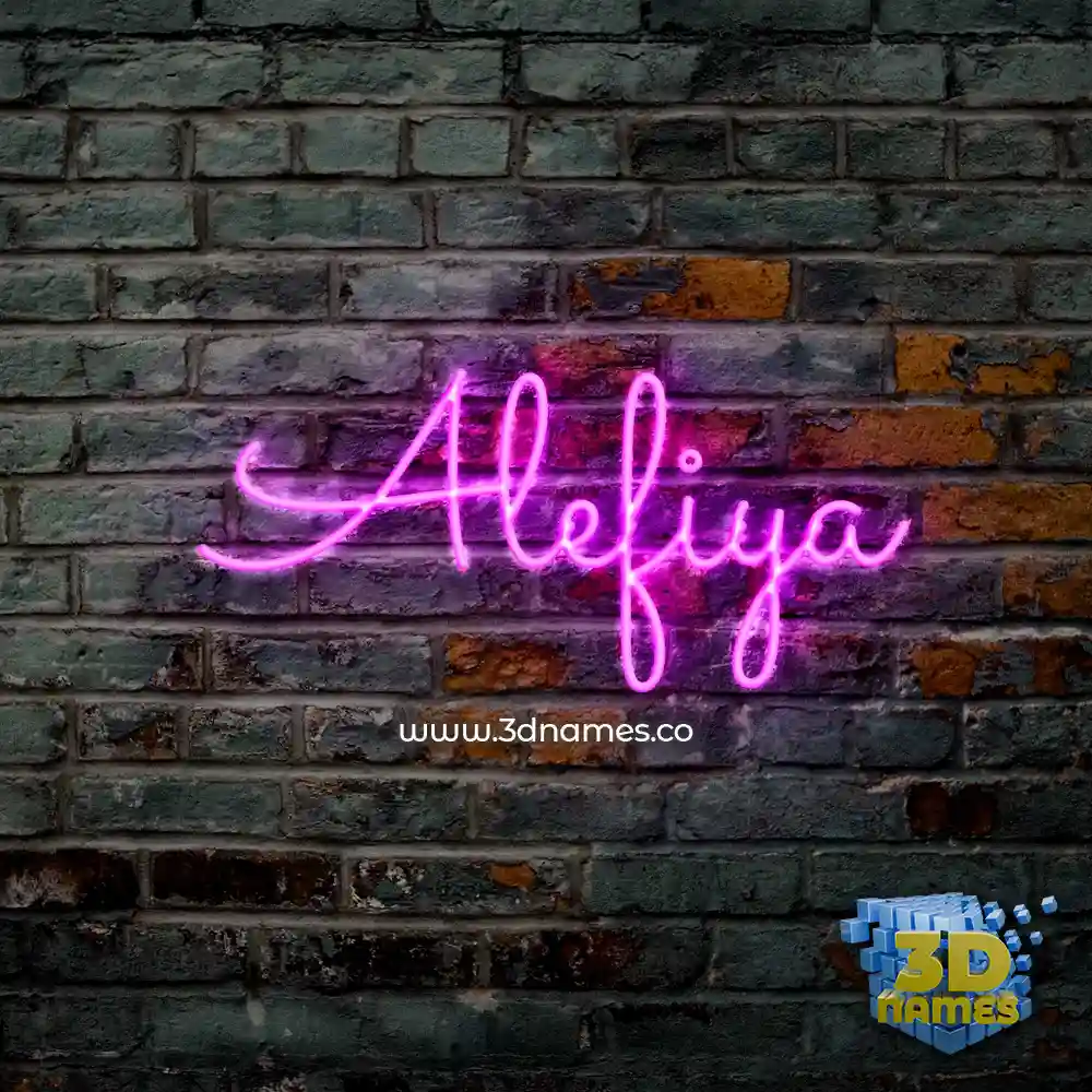 alefiya in Pink Neon style - 3D name wallpaper