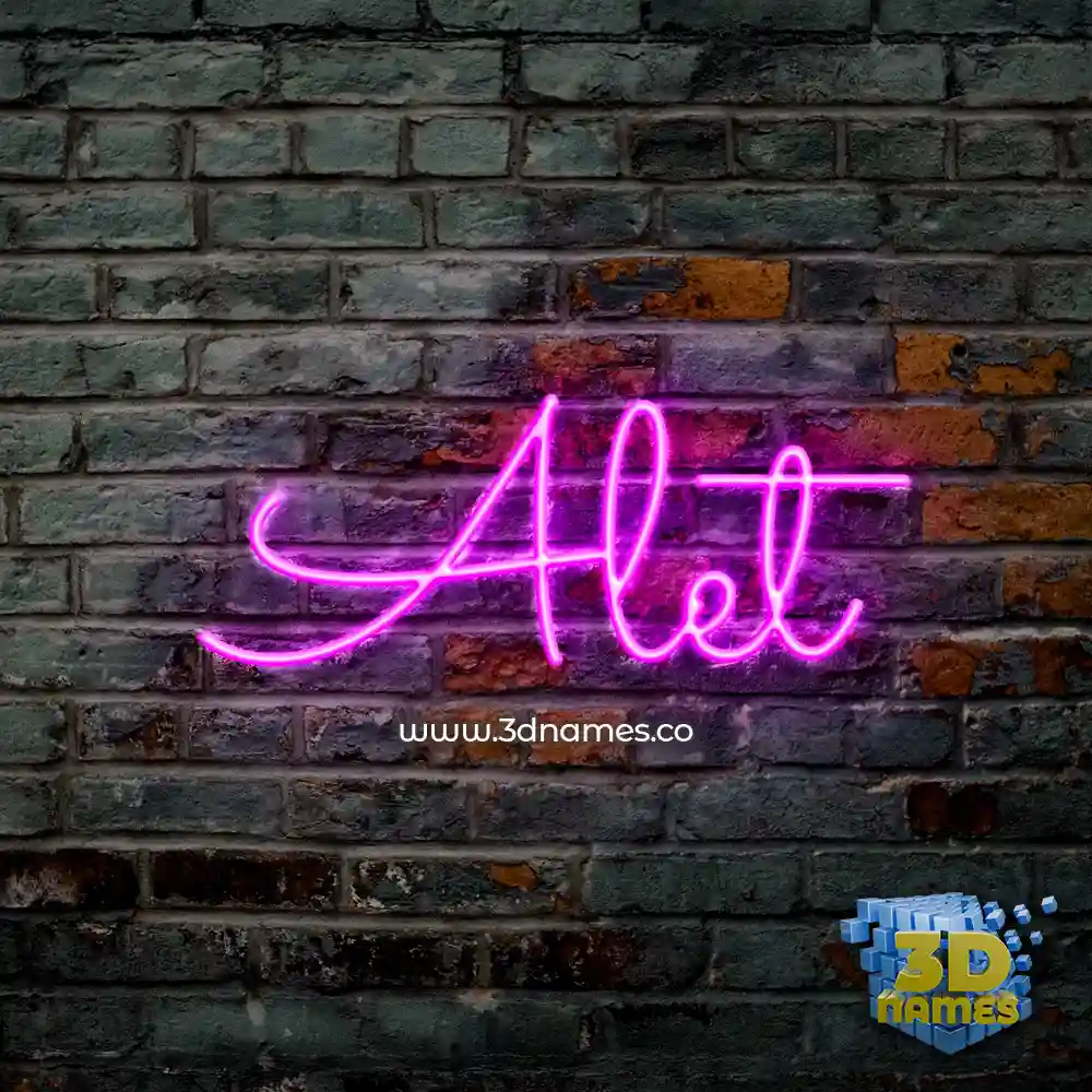 alet in Pink Neon style - 3D name wallpaper