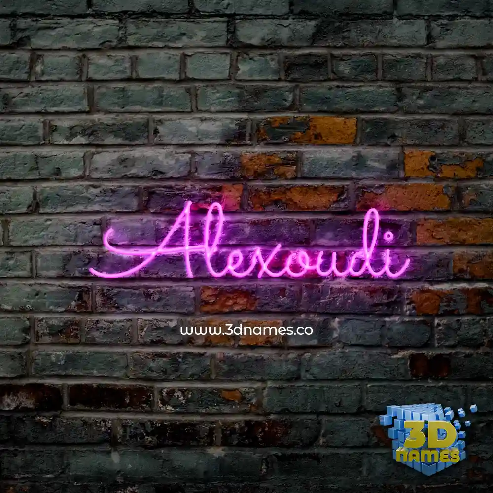 alexoudi in Pink Neon style - 3D name wallpaper