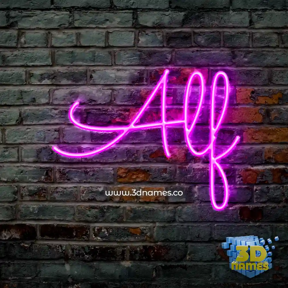 alf in Pink Neon style - 3D name wallpaper