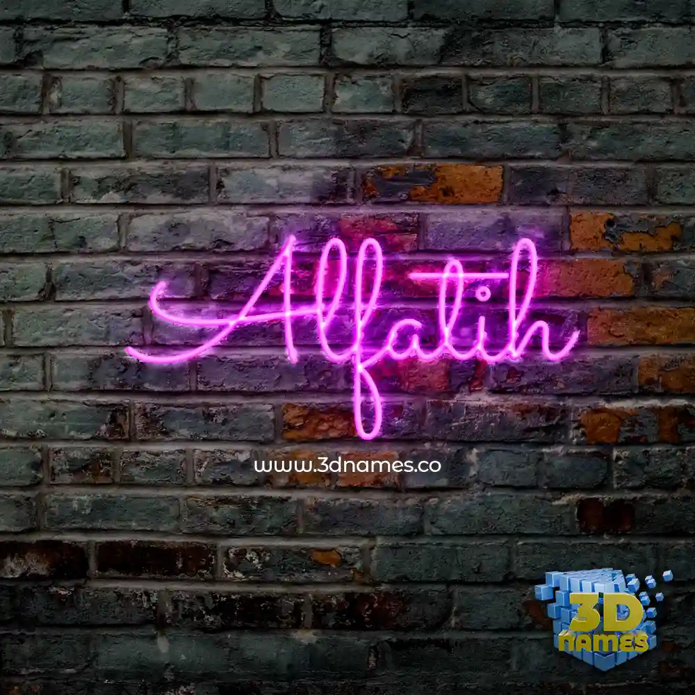 alfatih in Pink Neon style - 3D name wallpaper