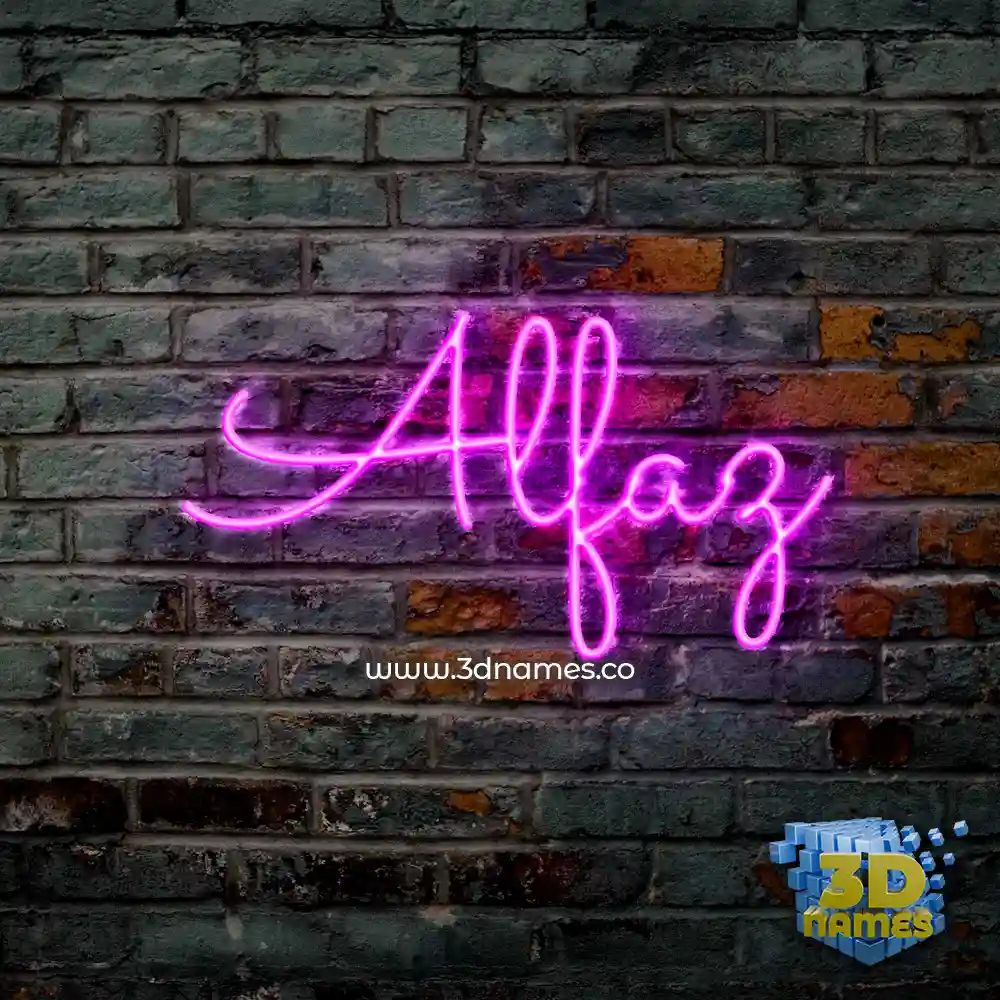 alfaz in Pink Neon style - 3D name wallpaper